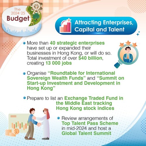 BREAKING: #HongKong's 2024-25 Budget aims to attract capital, talent and strategic enterprises, including through staging thematic events and plans to list an ETF in the Middle East tracking #HongKong stock indices. https://t.co/FlzC2licou https://t.co/wQPSMipeFP