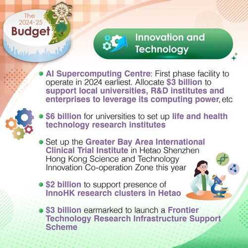 BREAKING: AI supercomputing and life and health technology are among technology sectors set to benefit from initiatives announced in today’s 2024-25 Budget. Find out more. https://www.budget.gov.hk/2024/eng/id.html  #hongkong #brandhongkong #asiasworldcity #budget #AI #technology #IT