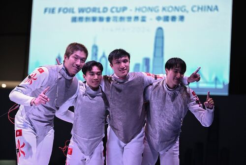 Three cheers for Hong Kong’s men’s foil team on their historic World Cup victory🎉🏆! Led by reigning Olympic champion Cheung Ka-long, Hong Kong defeated World No 2 ranked Italy 45-41 in the final of the first ever FIE Foil World Cup in Hong Kong (May 4). Congratulations to Cheung and his teammates Ryan Choi, Leung Chin-yu, and Aaron Lee on their stunning performances that thrilled the home crowd at AsiaWorld-Expo. 🤺✨  #hongkong #brandhongkong #asiasworldcity #dynamichk #FIEFoilWorldCup