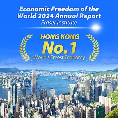 Great news! Hong Kong has regained its cherished ranking as the world's freest economy. The Economic Freedom of the World 2024 Annual Report by Canada-based Fraser Institute (Oct 16) ranks Hong Kong No.1 among 165 economies around the world, up one place from last year. Among the areas of assessment, Hong Kong ranks top for "Freedom to trade internationally" and "Regulation" and third for "Sound money". The Hong Kong SAR Government said that "Hong Kong has fully leveraged the advantages of a free market, and maintained a free, open, effective and fair business environment. The ranking fully reflects the international recognition of these advantages."   https://www.info.gov.hk/gia/general/202410/16/P2024101600606.htm https://www.fraserinstitute.org/studies/economic-freedom-of-the-world-2024-annual-report  #hongkong #brandhongkong #asiasworldcity #freesteconomy #excellencehk