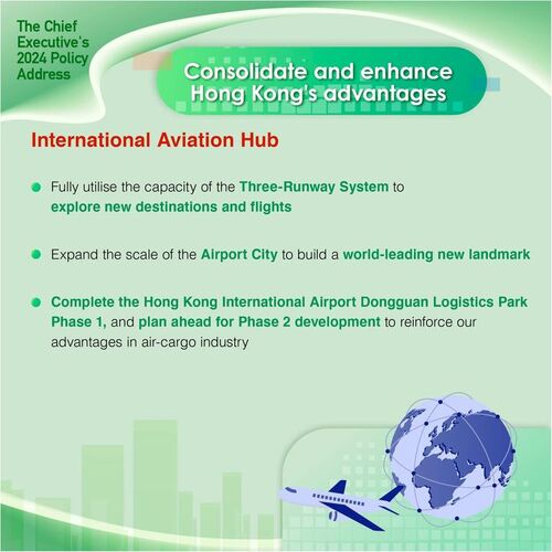 BREAKING: The #policyaddress2024 sets out plans to take #HongKong’s reputation as an international aviation hub to greater heights, by fully utilising the capacity of the Three-Runway System to explore new destinations and flights, and expanding the scale of the Airport City.  www.policyaddress.gov.hk  #hongkong #brandhongkong #asiasworldcity #policyaddress2024 #PA2024 #threerunway #aviation