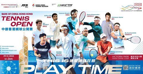 Hong Kong is ready to serve up more top tennis action to welcome 2025. The Bank of China Hong Kong Tennis Open (Dec 29 - Jan 5) will feature 4 of the world’s top 20 players, including defending champion Andrey Rublev, Italy’s Lorenzo Musetti, Karen Khachanov of Russia and Frenchman Arthur Fils. Local fans will have plenty to cheer about with rising Chinese star Shang Juncheng and home favourite Coleman Wong also hoping to celebrate a happy New Year at Victoria Park Tennis Centre Court. See you there!  網壇頂尖對決即將再次於香港上演！中銀香港網球公開賽（12月29日至1月5日）將於維多利亞公園網球主場舉行，4位世界排名前20的頂尖球手，包括衛冕的盧比利夫、意大利球手姆錫迪、俄羅斯的卡真洛夫和法國的費爾斯強勢列陣，中國網球新星商竣程和本地好手黃澤林亦將參賽，共同為球迷帶來難忘的新年！  @hkctatennis @hkto.mens  #hongkong #brandhongkong #asiasworldcity #dynamichk #BOCHKTO #ATP250 #Tennis #megaevents #megaHK #香港 #香港品牌 #亞洲國際都會 #活力澎湃 #中銀香港網球公開賽 #網球 #盛事之都 #盛事香港