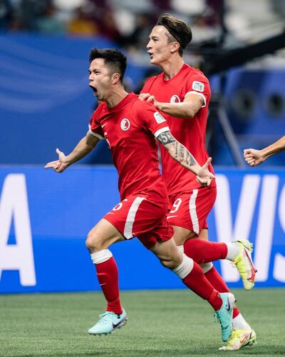 Never give up! That's what midfielder Philip Chan says when he wrote himself into the record books by scoring the 1,000th goal in the 68-year history of the AFC Asian Cup on Jan 14. It was also Hong Kong’s first goal in the competition’s finals since 1968. The team is playing Iran in the next match (Jan 19). Come on, Hong Kong China!   Photo: The Football Association of Hong Kong, China   #hongkong #brandhongkong #asiasworldcity #dynamichk #football #HKFA #AsianCup2023
